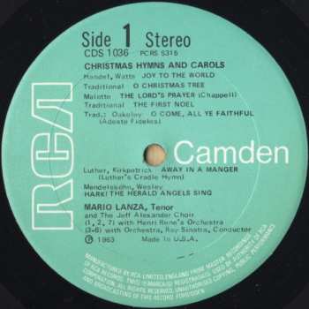 LP Mario Lanza: Christmas Hymns & Carols