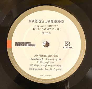 LP Johannes Brahms: Mariss Jansons His Last Concert Live At Carnegie Hall DLX | LTD