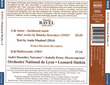 CD Maurice Ravel: Orchestral Works · 5 (Antar - Incidental Music · Shéhérazade)