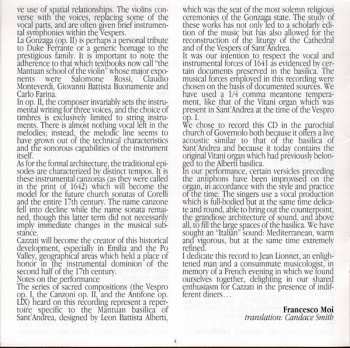 CD Maurizio Cazzati: Vespro Di Sant'Andrea (Un Solenne Vespro Mantovano Del 1641 Alla Corte Dei Gonzaga)