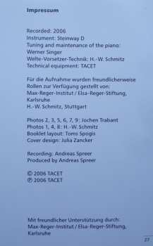 CD Max Reger: Today Playing Their 1905 / 1920 Interpretations / Selected Works By Reger