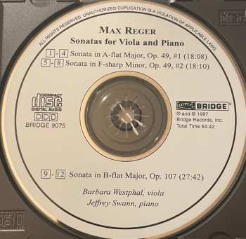 CD Max Reger: Sonatas For Viola And Piano