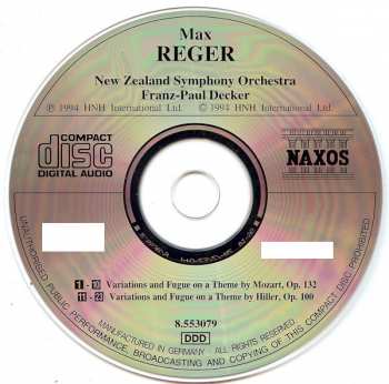 CD The New Zealand Symphony Orchestra: Mozart Variations, Op.132 / Hiller Variations, Op.100