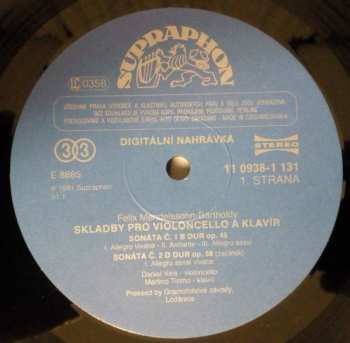 LP Felix Mendelssohn-Bartholdy: Sonatas For Cello And Piano / Variations Concertantes / Lied Ohne Worte