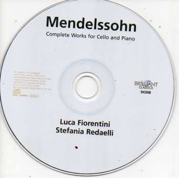 CD Felix Mendelssohn-Bartholdy: Complete Works For Cello & Piano