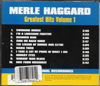 CD Merle Haggard: Greatest Hits Volume 1