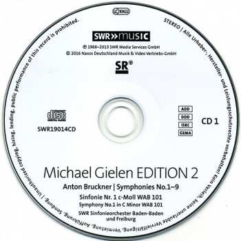 10CD/Coffret Anton Bruckner: Symphonies No.1-9, Michael Gielen Edition Vol. 2 1968-2013