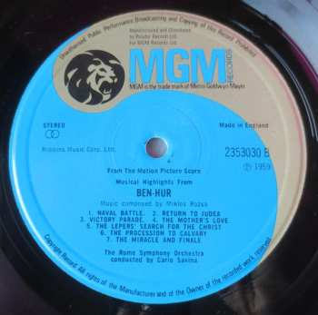 LP Miklós Rózsa: Ben-Hur  Volume 1