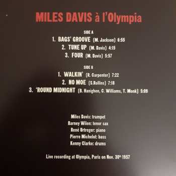 LP Miles Davis: à l'Olympia LTD