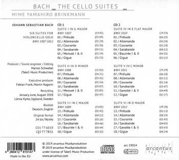 2CD Mime Yamahiro Brinkmann: Bach: The Cello Suites
