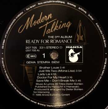 LP Modern Talking: Ready For Romance (The 3rd Album)