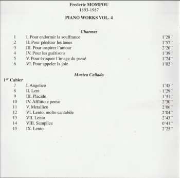 CD Frederic Mompou: Piano Works Vol. 4