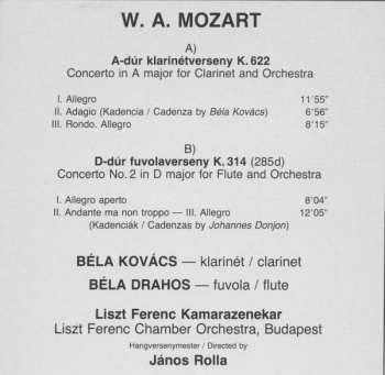 LP Wolfgang Amadeus Mozart: Clarinet Concerto / Flute Concerto K.314