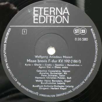 LP Wolfgang Amadeus Mozart: Missa Brevis F-dur KV 192 / Missa Brevis C-dur KV 259