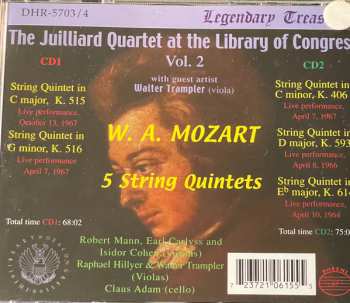2CD Wolfgang Amadeus Mozart: 5 String Quintets. Live At The Library Of Congress Vol.2