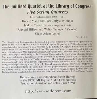 2CD Wolfgang Amadeus Mozart: 5 String Quintets. Live At The Library Of Congress Vol.2