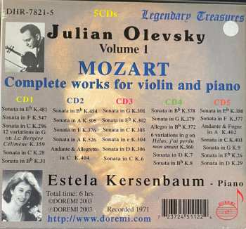 5CD/Coffret Wolfgang Amadeus Mozart: Vol. 1 : Complete works For Violin And Piano