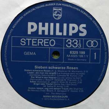 LP Nana Mouskouri: Sieben Schwarze Rosen