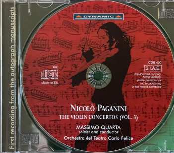 CD Niccolò Paganini: Played On Paganini's Violin Vol. 3: Concertos In E Minor - No. 4 In D Minor