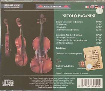 CD Niccolò Paganini: Played On Paganini's Violin Vol. 3: Concertos In E Minor - No. 4 In D Minor