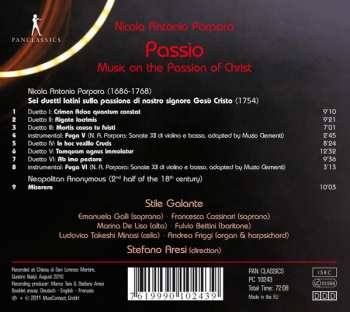CD Nicola Porpora: Passio: Music On The Passion Of Christ
