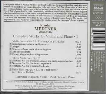 CD Nikolai Medtner: Violin Sonata No. 3, 'Epica' - Three Nocturnes