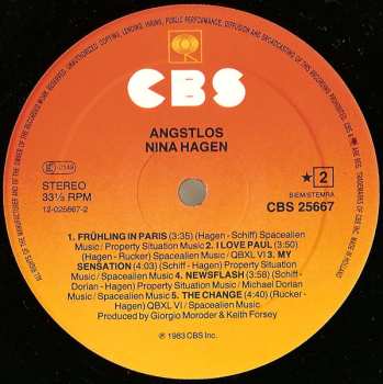 LP Nina Hagen: Angstlos