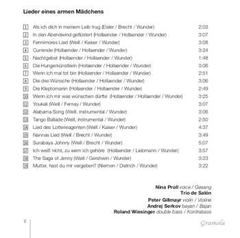 CD Nina Proll: Lieder Eines Armen Mädchens