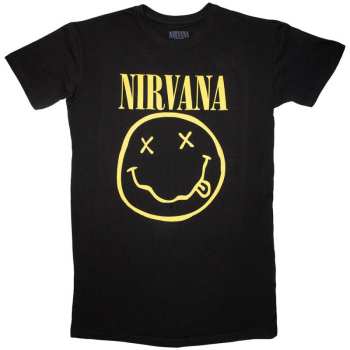 Merch Nirvana: Femmes T-shirt Dress Yellow Happy Face