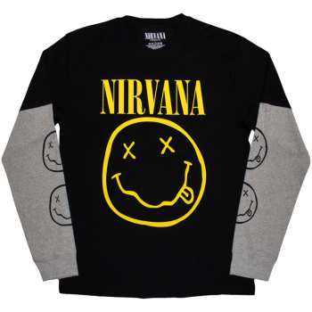 Merch Nirvana: Layered Long Sleeve T-shirt Yellow Happy Face