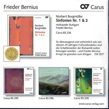 CD Frieder Bernius: Klavierkonzert Op. 1 / Entr'actes Op. 17