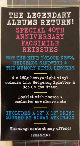 4LP/Coffret Not The Nine O'Clock News: Not All The Albums Again  CLR | LTD