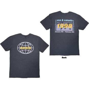 Marchandises Oasis: Oasis Unisex T-shirt: 1998 World Tour - Usa/canada (navy Blue) (back Print) (small) S