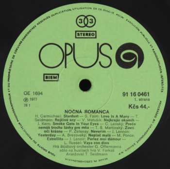 LP Orchester Gustáva Offermanna: Nočná Romanca = Night Romance