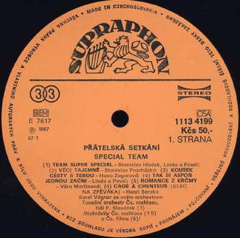 LP Orchestr Karla Vágnera: Přátelská Setkání – Special Team