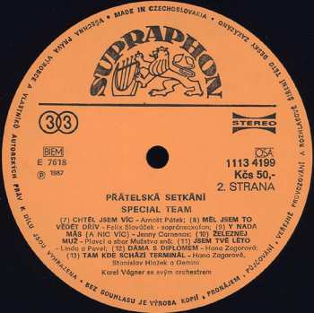 LP Orchestr Karla Vágnera: Přátelská Setkání – Special Team