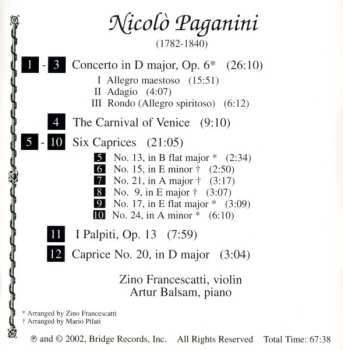 CD Niccolò Paganini: An Evening Of Paganini