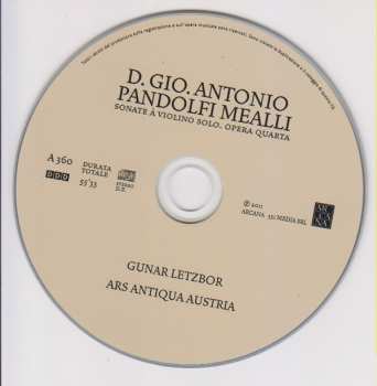 CD Ars Antiqua Austria: Sonate À Violino Solo Opera Quarta