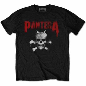 Merch Pantera: T-shirt Horned Skull Stencil 