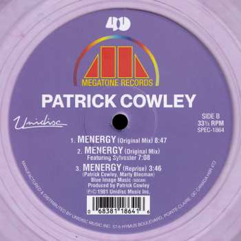 LP Patrick Cowley: Menergy (Purple Disco Machine Remix) CLR