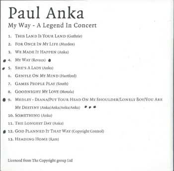 CD Paul Anka: My Way - A Legend In Concert