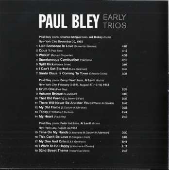 CD Paul Bley: Early Trios