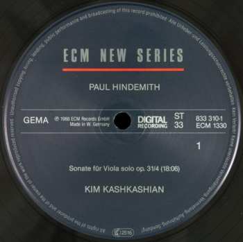 3LP/Coffret Paul Hindemith: Sonatas For Viola / Piano And Viola Alone