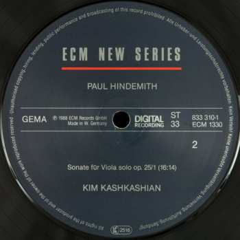 3LP/Coffret Paul Hindemith: Sonatas For Viola / Piano And Viola Alone