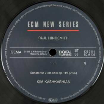 3LP/Coffret Paul Hindemith: Sonatas For Viola / Piano And Viola Alone