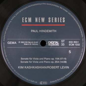 3LP/Coffret Paul Hindemith: Sonatas For Viola / Piano And Viola Alone