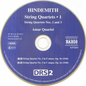 CD Paul Hindemith: String Quartets • 1 (String Quartets Nos. 2 And 3)