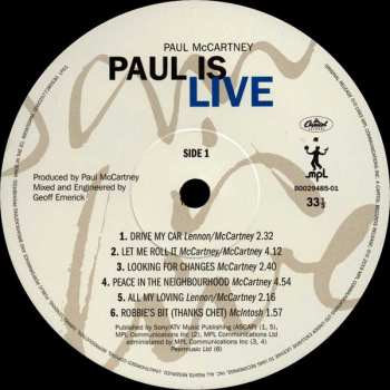 2LP Paul McCartney: Paul Is Live