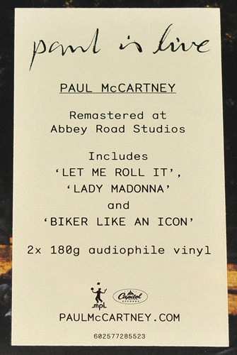 2LP Paul McCartney: Paul Is Live