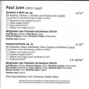 CD Paul Juon: Quintett Op. 33 • Kammersinfonie Op. 27